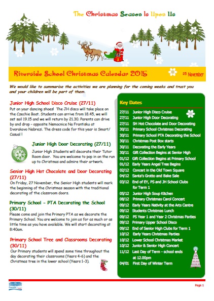 Christmas Newsletter 2015 page 1