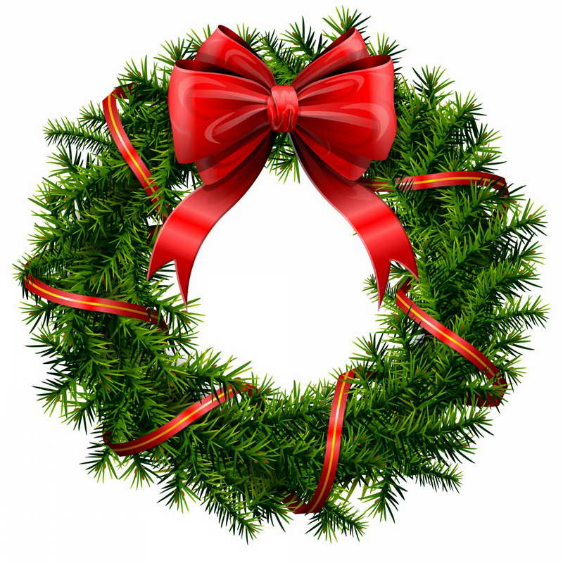 clipart-christmas-Christmas-Wreath-With-Red-Ribbon-Clip-Art